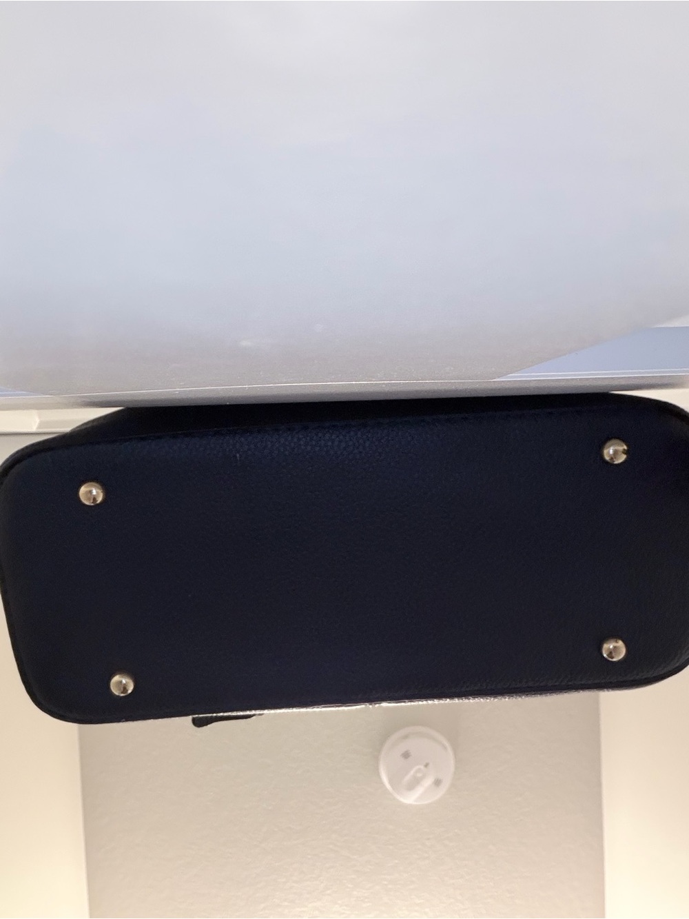 Vegan Leather Convertible Crossbody Satchel Bag in navy blue - Picture 4 of 8